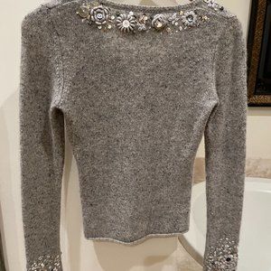 SubtleLuxury Embellished VNeck Cashmere Sweater